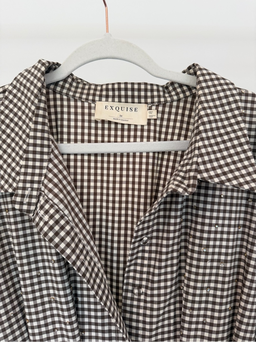Anthropologie Black and White Gingham Button-Front Midi Dress - Picture 2 of 3